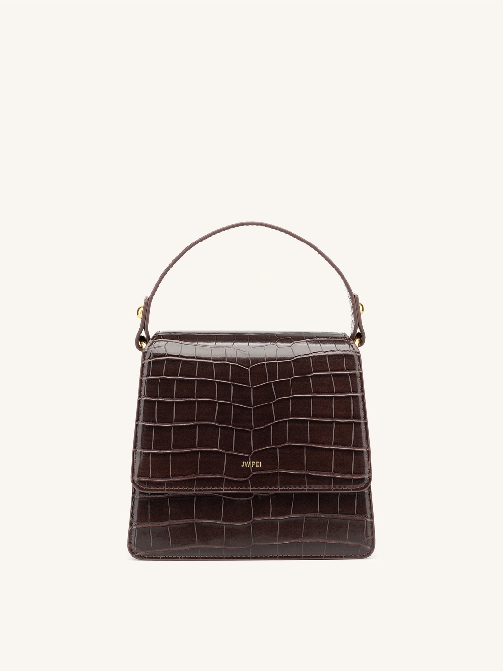 Jw Pei Fae Brown Croc-Embossed Top-Handle Bag